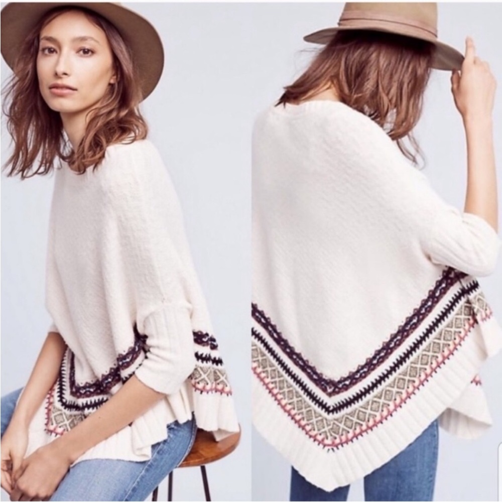 Anthropologie Sleeping on snow Poncho Sweater